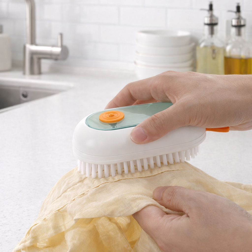 Multi-Function Cleaning Brush with Built-In Soap Dispenser