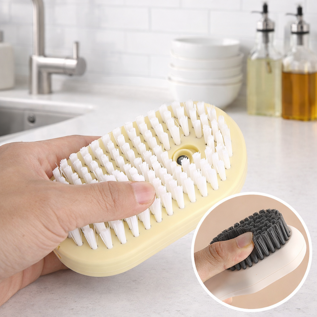 Multi-Function Cleaning Brush with Built-In Soap Dispenser
